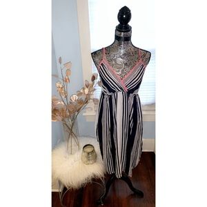 Striped midi sun dress with adjustable straps